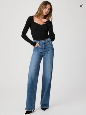 Paige Sasha Wide Leg Jean in Stephania Distressed Size 26